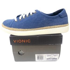 Vionic Sunny Hattie Espadrille Sneakers Lace Up Navy Denim Women's Size 7.5